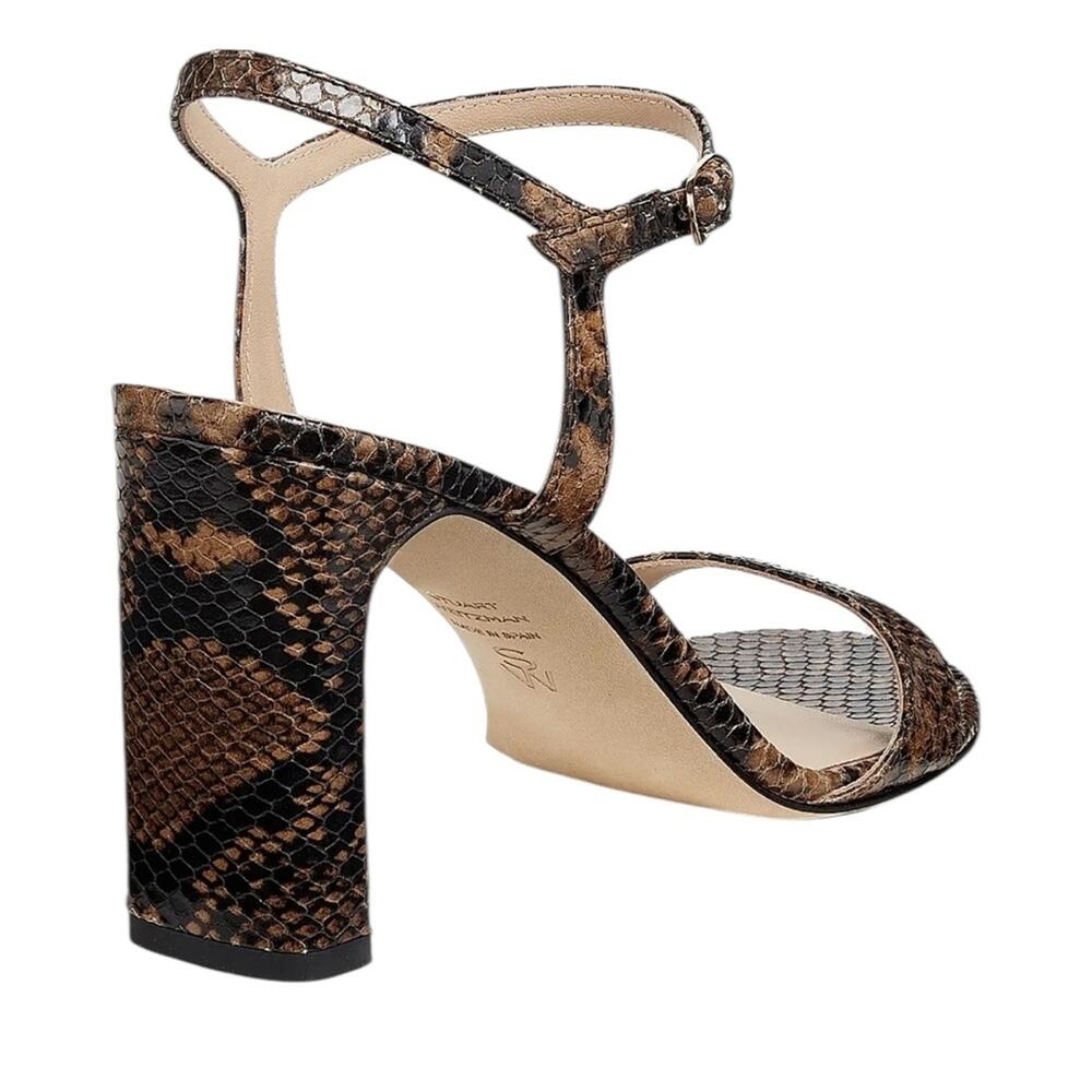 Stuart Weitzman Babette Snake-Embossed Leather Sandals – Sz 9B - Picture 3 of 10